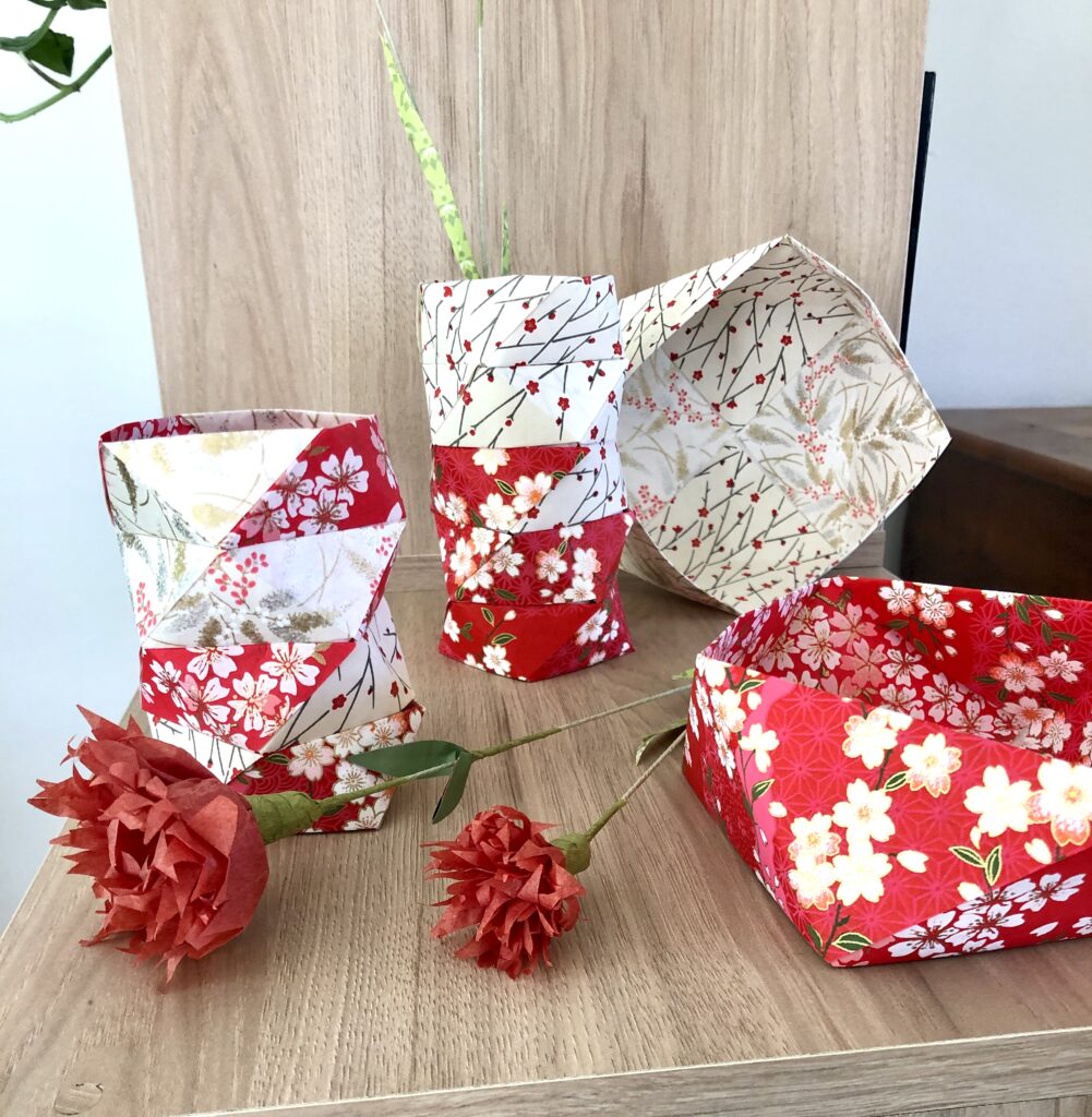 vase et pots en origami