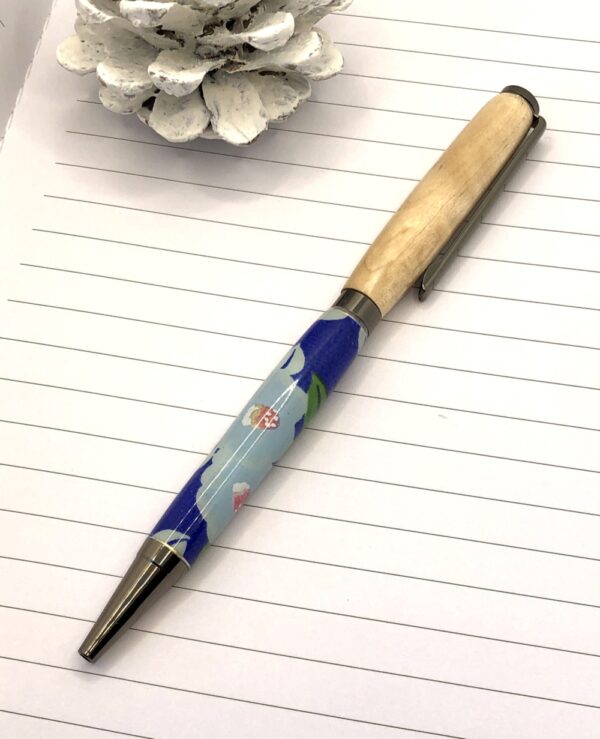 Stylo bois /papier bleu