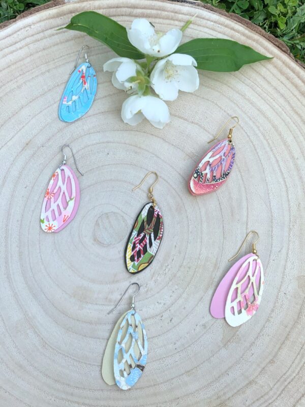 Boucles d'oreilles cuir/papier