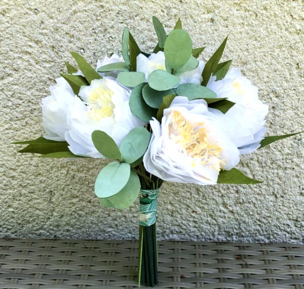 Bouquet de pivoines blanc et vert
