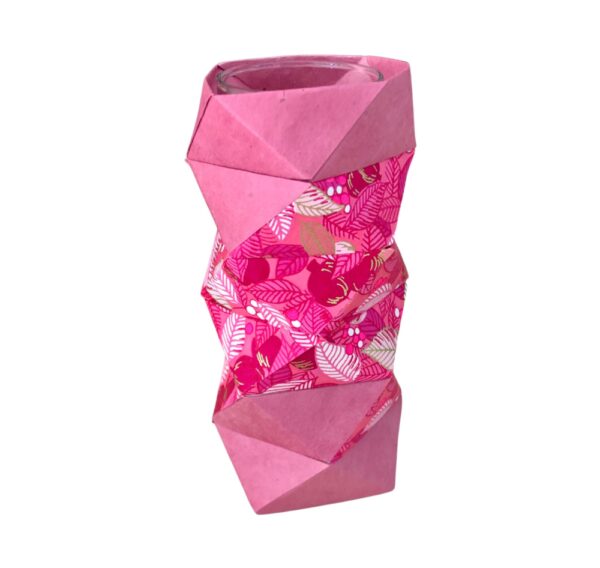Vase en origami rose