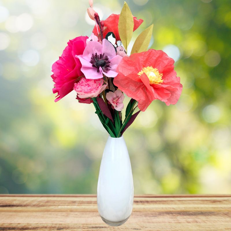 Bouquet rose et son vase