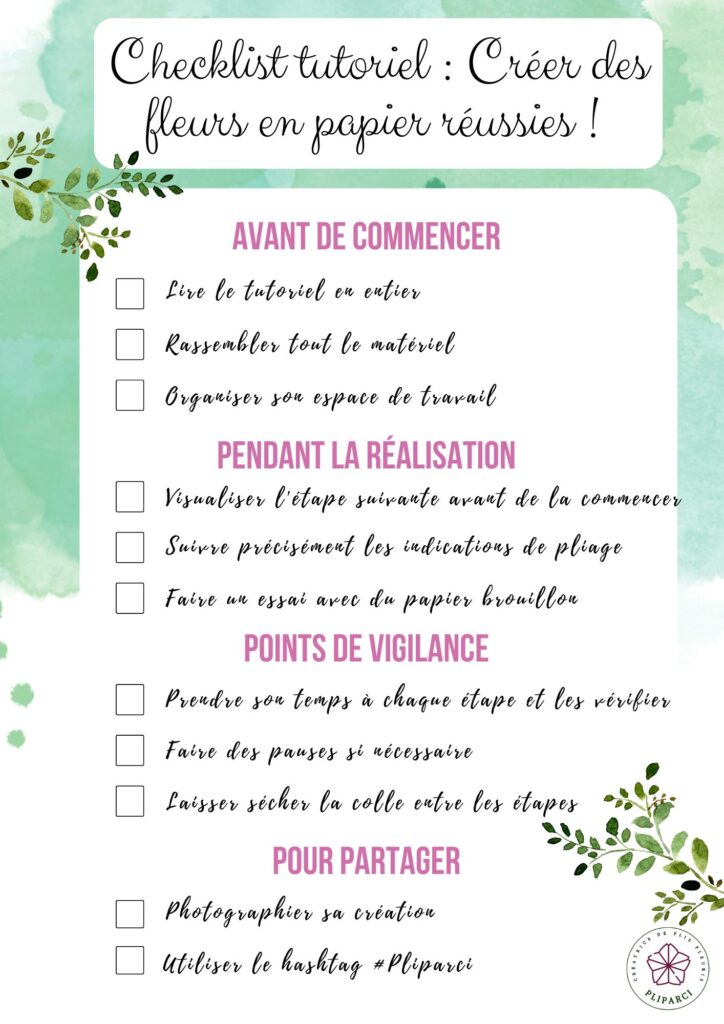 checklist tutoriel Pliparci