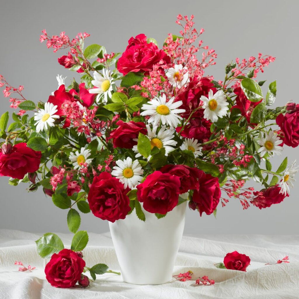 Bouquet fleurs rouges