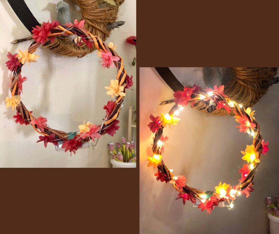 couronne d'automne en papier de soie pour l'atelier l'eschalou