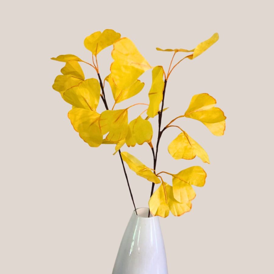 Branche de feuilles de Ginko biloba en papier de soie