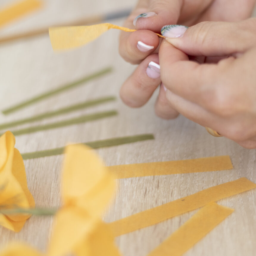 création d'étamines en papier de soie
